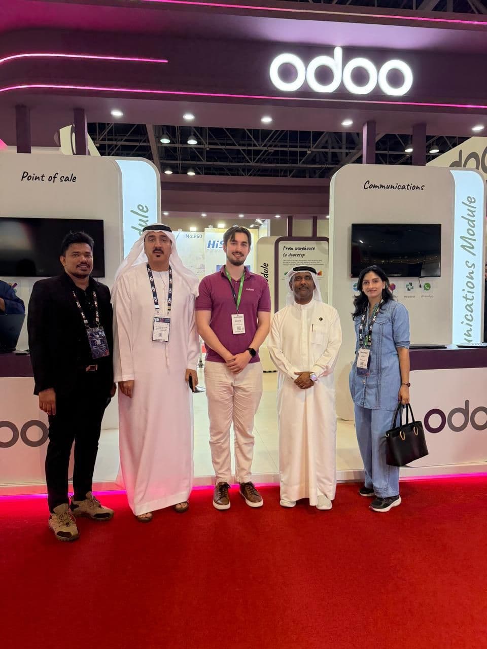 Storygame team with the Odoo Dubai team at the Odoo booth